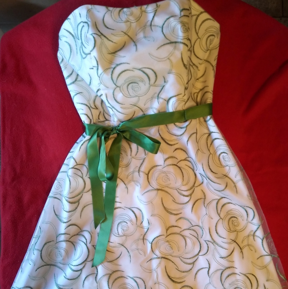 David's Bridal dress and matching heels